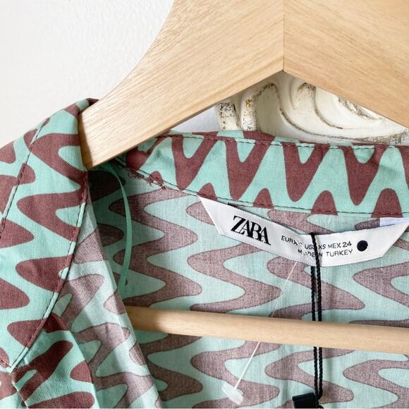 Zara Retro Printed Tie Front Tunic Coverup - Picture 6 of 12